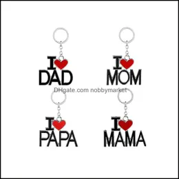 Key Rings Jewelry Enamel Alloy I Love Mom Dad Papa Mama Heart Pendant Keyrings Fathers Day Mothers Gifts Keychain Drop Delivery 2021 Qknrq