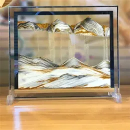 Home Decor 3D Landscape Moving Piasek Malowanie Dynamiczne Obraz Pływanie Klepsydra Pożywianie 211108