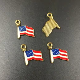 10 adet / paket ABD bayrağı emaye charms metal kolye altın taban moda takı aksesuarları