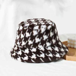 New Women's Thousand Bird Lattice Basin Hat Winter Personalized Fashion Versatile Hat Classic G220311