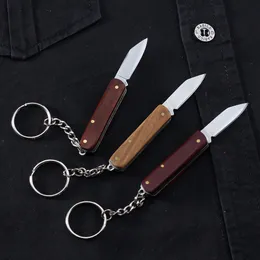 Mini Classic Sandalwood Handle Knife Outdoor Portable Key Ring Folding Knives Camping Portables Självförsvar Ficka ryggsäck EDC Tool