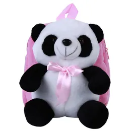 Ryggsäck Plysch barnväska Panda Tecknad Födelsedag Söt bågformad axelrem Casual Mjukt handtag unisex