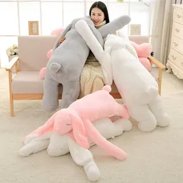 90/120cm Giant Bunny Rabbit Plush Toys Soft Stuffed Animal Doll Pillow Lovely Cartoon Big Ear Close Eye Kids Children Girl Gifts Q0727