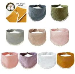 INS Double Layers Infant bibs Solid Color Tassel Style 100% Organic cotton Lunch Burp Towel Saliva Baby Kids Infants washed