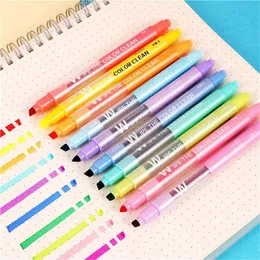 Highlighters Haile 10 färger Erasabel Highlighter Dual Tip Marker Pastelllysrör Konstritning Doodling School Stationary Supplies