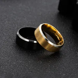 8MM Stainless Steel Ring for Men Gold Black Band Finger Ring No Fade Color Jewelry Rings Wholesale Factory Price Promotion Gift