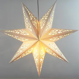 Decorazioni natalizie 3 pezzi 45 cm Star Party Luce Finestra Griglia Lanterna di carta Stelle Paralume Decor Appeso Ornamento Navidad Decoracione