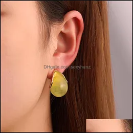 Stud Earrings Jewelry Retro Resin Water Drop Women Business Party Gift Ear Bob European Geometric Alloy Suit Dress Gold Earring Aessories De