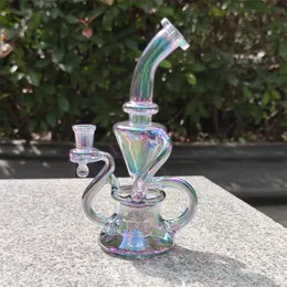 2021 Narghilè Bong Glass Dab Rig Multicolore Verde Recyler Bong ad acqua Tubi di fumo 9 pollici Altezza 14mm Giunto femmina con Banger al quarzo