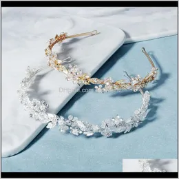 Clips & Barrettes Drop Delivery 2021 Women Headpeice Handmade Sparkling Crystal Headband Flower Leaf Band Tiara Bride Wedding Hair Jewelry Ac