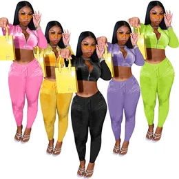 Designers Women Clothes tracksuits 2021 suit autumn new golden velvet solid color sexy two-piece women's suit Women sports womens sets