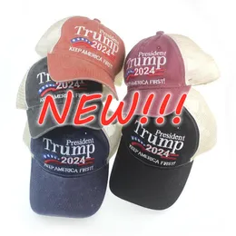 Donald Trump 2024 Czapka Haftowany kapelusz baseballowy z regulowanym paskiem 5 kolorów DHL hurtownie