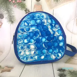 19CM Rainbow Tie Dye Backpack Bubble Toys Bag Push Pop Bubbles Purses Kids Adult Sports Casual Shoulder Bags Handbag Tote