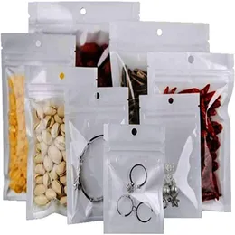 White Plastic Bag Self Seal Packing Zipper Retail Packages Food Coffee Tea Cookie Storage Bags Empty Pouch