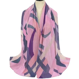 New dign mini pleated chiffon hijabs beautiful colorful printed shawls high quality scarf for Muslim women