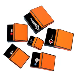 ファッションジュエリーアクセサリーのためのネックレスイヤリングリング紙カード小売包装箱のためのオレンジ色のブランドギフト包装箱