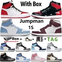 2022 Jumpman 1 OG 1s Scarpe da pallacanestro da uomo Bordeaux Heritage Bred Patent Hyper Royal University Blue Lucky Green Uomo Sport Donna Sneakers Scarpe da ginnastica Taglia 36-46