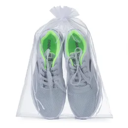 30x40cm White Large Gift Bags 50pcs/Lot Drawstring Organza Sheer For Cloth Shoes Packaging Can Be Customized Logo