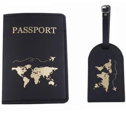 Posiadacze kart PU Skórzany Paszport Okładka Bagażu Zestaw do Mężczyzn Kobiety Podróżuj Case Walizka IM Nazwa Uchwyt