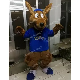 Halloween Brown Canguru Mascot Traje de Alta Qualidade Cartoon Anime Tema Caráter Adultos Tamanho Natal Carnaval Festa de Aniversário Festa Outdoor Outfit