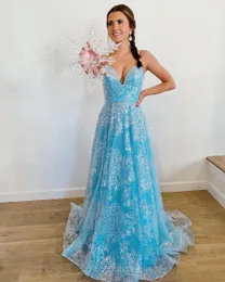 Elsaは女性のフォーマルなドレス2022アイスブルースパンコールプロムのガウン輝くロングウィンターボールガウンフローラルVestidos de Fiestaレースアップページェントイブニングパーティー