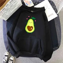 Cartoon Funny Avocado Print Sweatshirts Man Fleece Casual Harajuku Hooded Pullover Fashion Cartoons Hoody Punk Anime Streetwear H1227