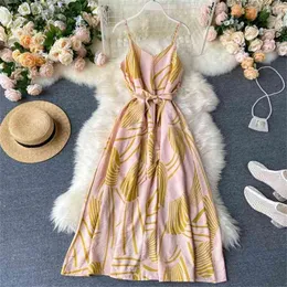 Summer Casual Dress For Women Slim Fit With Belt, V Neck Spaghetti Strap,  Elegant Patterned Long Dress From Luo04, $18.08 In Bulk | DHgate.Com
