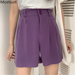 Verão escritório moda terno shorts cintura elástica zip-up workwear senhoras mulheres femme 210513