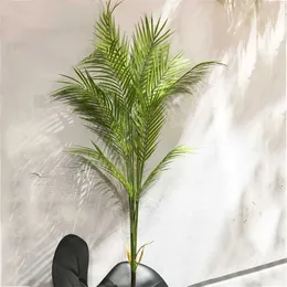 125 cm Tropikalne Palmy Sztuczne Rośliny Fałszywe Monstera Plastikowe Palm Liście Wysokie Oddział Drzewa Do Domu Ogród Salon Wystrój 211104