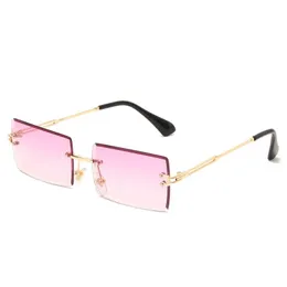 Sunglasses Nieuwe Mode Randloze Zonnebril Vrouwen Vierkante Luxe Merk Ontwerp Metalen Sunglass UV400 Shades Eyewear