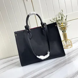 Klassisk högkvalitativ mode luxurys designers väskor purses onthego medium tote handväskor kvinnor shopping handväska mono präglad axelväska totes gratis skepp