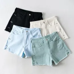 Номикума Корейский стиль Высокая талия Шорты для женщин Мода Unicolor Сплит дизайн Повседневная короткие джинсовые штаны All-Match Pantalones 210514