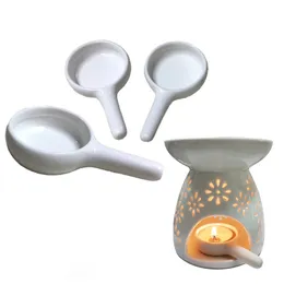 White Ceramic Tea Light Scented Candles Holders Plate Aromatherapy Essential Oil Lamp