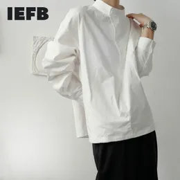 IEFB Men's Wear Spring Stand Collar Long Sleeve Loose Casual Black White Shirt For Couple Large Size Loose Tops Famale 3524 210524