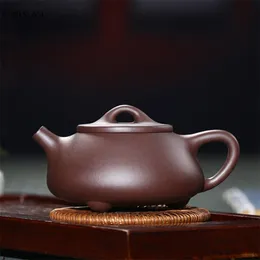 Yixing Classic Stone Scoop Tea Pot Lila Lera Filter Krukor Skönhet Vattenkokare Rå malm Handgjorda Zisha Set 200ml 210621