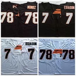 MI08 VINATGE 1989 MENS 78 ANTHONY MUNOZ 7 BOUMER ESIASON FOOTBULE JERSEYSブラックホワイトステッチジャージーM-XXXL