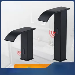 Black Bathroom Faucet Deck Mounted Sensor Automatic Sensor Acqua Miscelatore Acqua Sensore Free-Touch Sensore Bagno Lavello rubinetto rubinetto