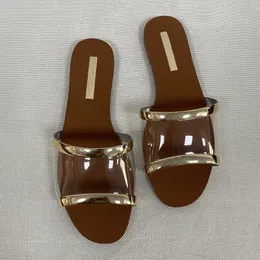 Sommar kvinnor tofflor platt strand skor mode transparenta sandaler kvinnliga damer glider tofflor för kvinnor 2021 flip flops