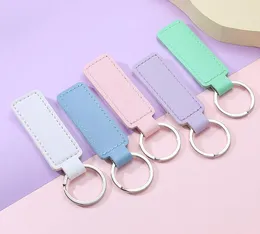 PU Leather Keychain Metal Keyring Car Keychains Pendant Personalise Gift Key Chain Mixed 10 Colors