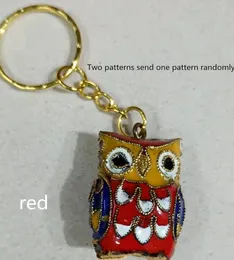 10pcs Handcrafts Enamel Filigree Cute Owl Keychains Keyrings Party Favor Gifts with box Cloisonne Fancy Women Child Key Holders