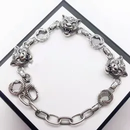 2021 mode Link Chainhop dominante tijgerkop armband oude stijl vintage antiek zilver hoogwaardige riemdoos