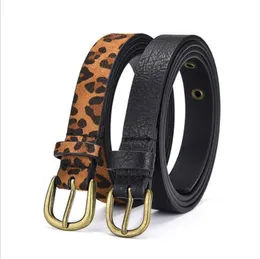 Gürtel Damen Skinny Leopard Print Ledergürtel Slim für Jeans Kleider Modedesigner Taille mit Schnalle Western Cowgirl