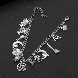 Punk Supernatural Magic Witchcraft Pendant Bracelet Antiquity Mystery Vintage Charm Jewelry Gothic Halloween Gift For Women Man Bangle
