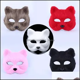 Festliga leveranser hem Gardenhalloween Masquerade Party Animal Half Hairy Face Mask Dressed Vizard Masks For Nightclub Cosplay Drop