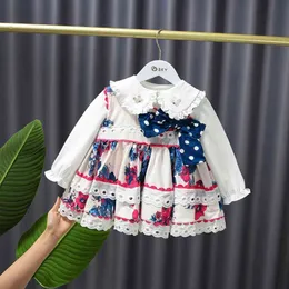 Autumn Girl Kids Lolita Princess Flora Clothes Set Children Baby Infants Lace Bow Dress+PP Short Pants Party Dresses S12322 G1129
