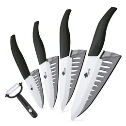 Knifes de cerâmica Faca de cozinha 3 4 5 6 polegadas Cozinha Conjunto + Peeler Branco Zirconia Blade Black Hand Alta Qualidade