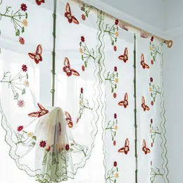 Topfinel Butterfly Tulle Fantasy Roman Sheer Curtain Embroidered Voile Curtains Tulle for Kitchen Living Room the Bedroom Panel 210712