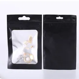 Lukt bevis luktfri mylar återförslutbar foliepåse väskor med klart fönster matt svart mat säker lufttät ziplock # 416