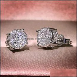 Diğer Küpe Takıları S925 Sterling Sier Stud Küpe Fine 2 Carats FL Diamond 925 Bizuteria Orehini Taş 7R1ZW