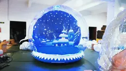 Skräddarsy bakgrund Snow Globe Photo Booth for Human Gå inuti 3m Dia Uppblåsbara Bubble Dome Clear Snow Globe Christmas Yard Halloween Reklam